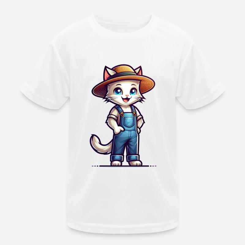 Cute Cat Farmer Kinder Funktions-T-Shirt