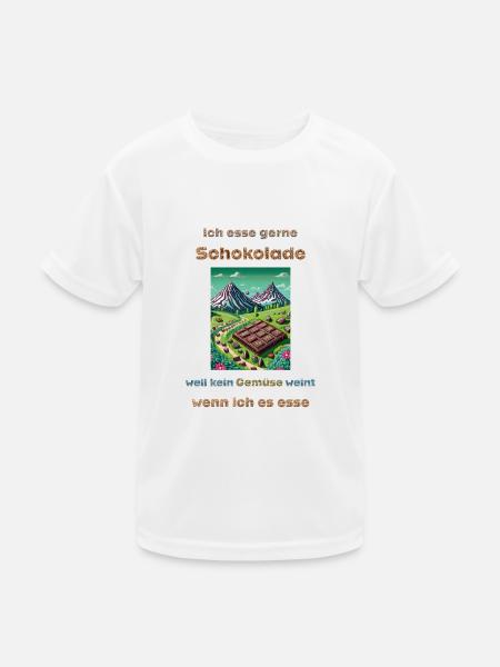 Ich esse gerne Schokolade - Kinder Funktions-T-Shirt - Weiß