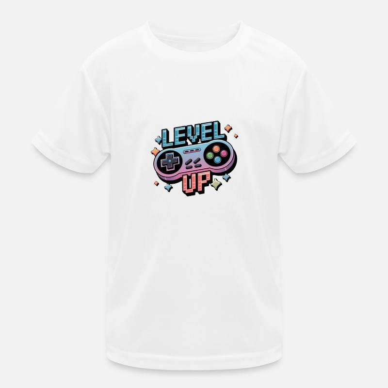 Level Up – Gaming Controller - Kinder Funktions-T-Shirt - Weiß