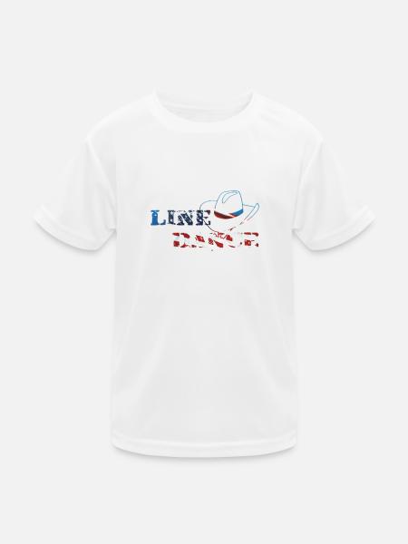 Line dance -USA Flagge Geschenk T-Shirt - Kinder Funktions-T-Shirt - Weiß