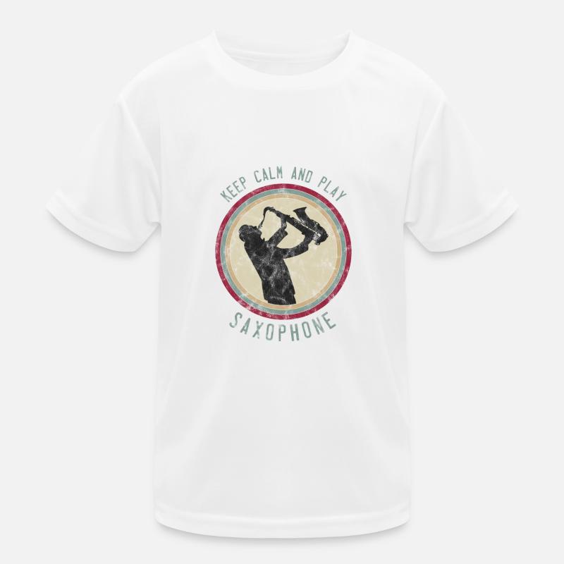 Saxophon Spieler Keep Calm Saxofon Musiker Kinder Funktions-T-Shirt