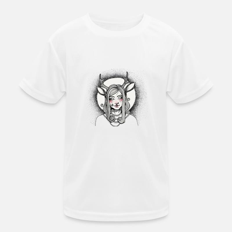 Hipster Hirsch Mädchen Kinder Funktions-T-Shirt