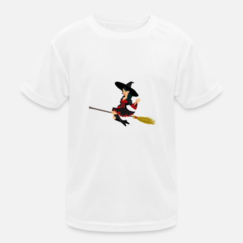 Witch on broom Kids Functional T-Shirt