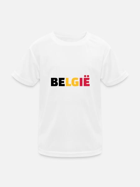 Belgien - Kinder Funktions-T-Shirt - Weiß - Vorne