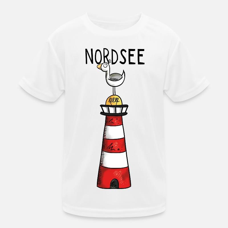 Nordsee Leuchtturm - Möwe - Comic - Geschenk Kinder Funktions-T-Shirt