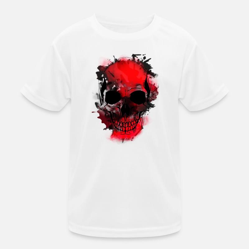 Rotes Schädel-Splash Artwork Kinder Funktions-T-Shirt