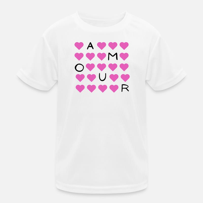 Pink Heart Grid Pattern Kids Functional T-Shirt