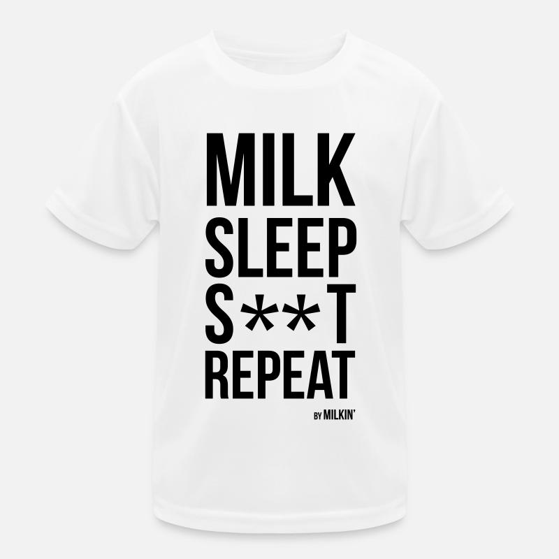 Milkin' - Repeat - Breastfeeding - Kinder Funktions-T-Shirt - Weiß