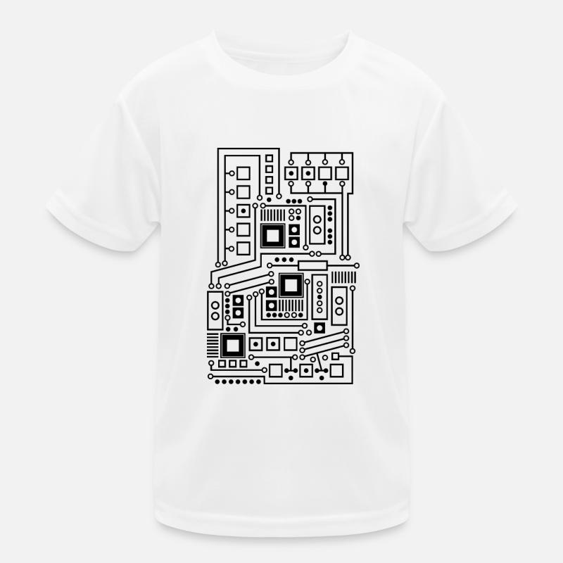 Circuit board pattern technique nerd - Kids Functional T-Shirt - white