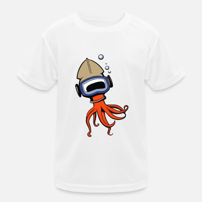 Red little octopus octopus with helmet gift idea Kids Functional T-Shirt