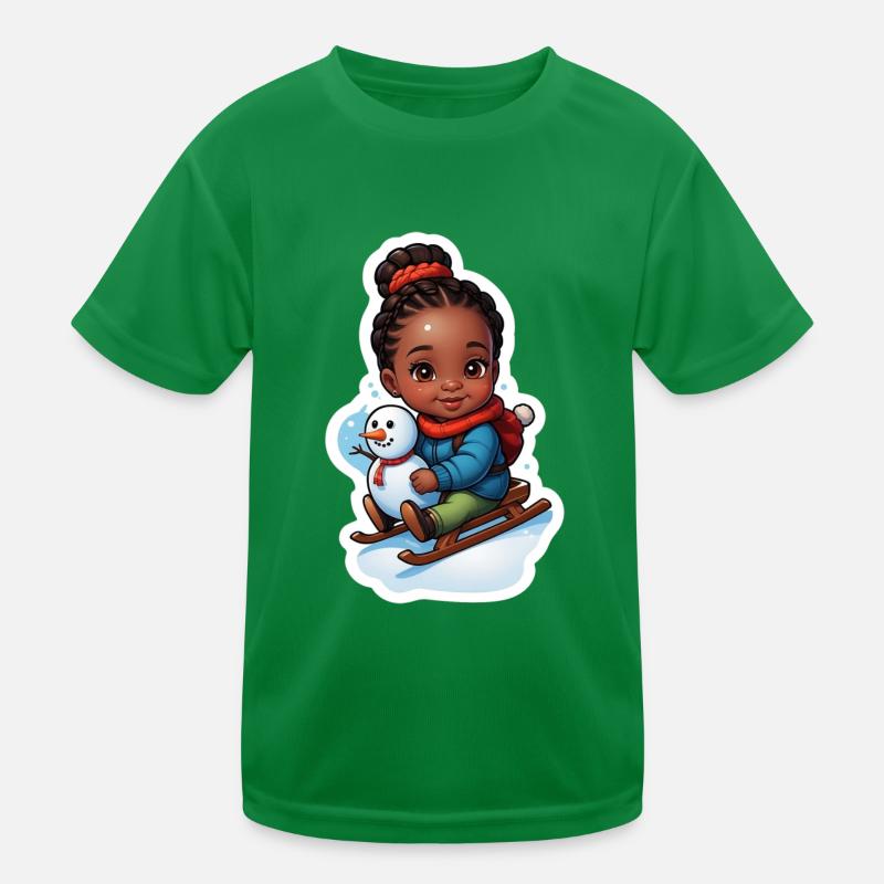 Kind Schlittenfahren Winter Geschenkidee Kinder Funktions-T-Shirt