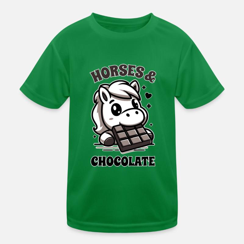 Pferde und Schokolade Spruch Kinder Funktions-T-Shirt