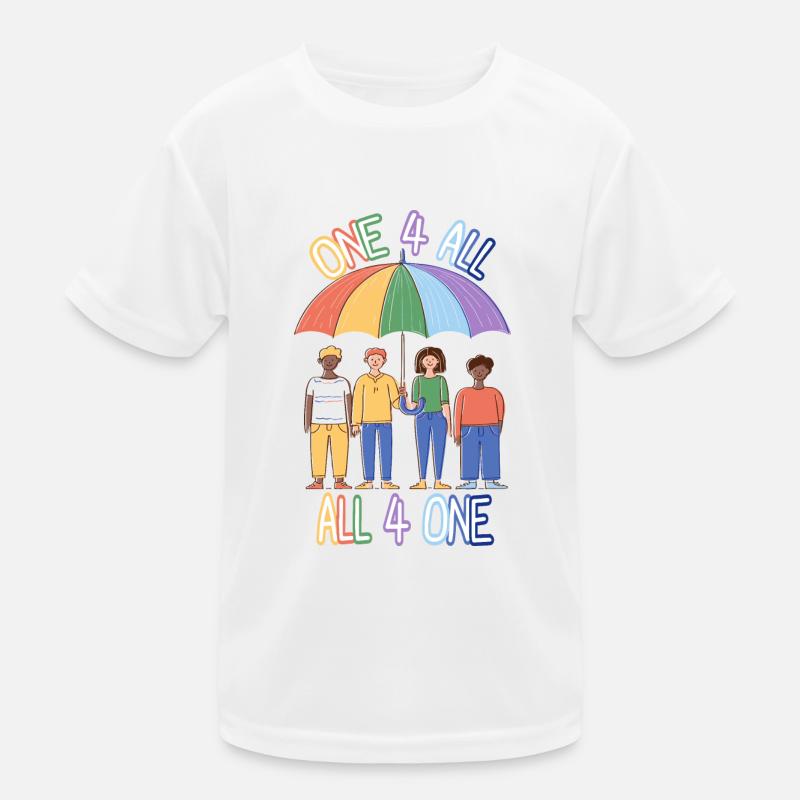 Rainbow PrideTeam, alle 4 eins und eins 4 alle! Kinder Funktions-T-Shirt