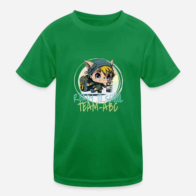 School beginner little elf with school bag Team ABC Kids Functional T-Shirt