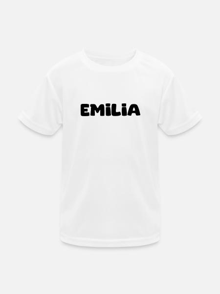 Name - Emilia - Kinder Funktions-T-Shirt - Weiß