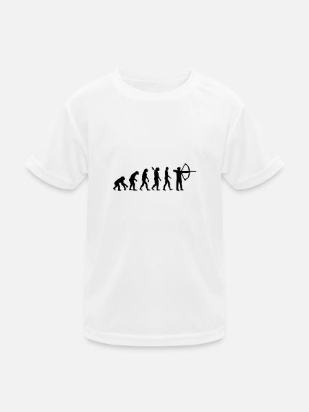 Evolution Bogenschießen - Kinder Funktions-T-Shirt - Weiß