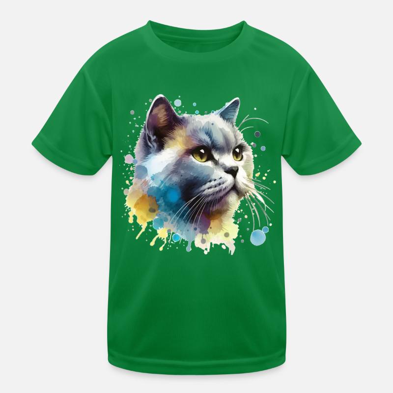 Aquarelle Chat T-shirt sport Enfant