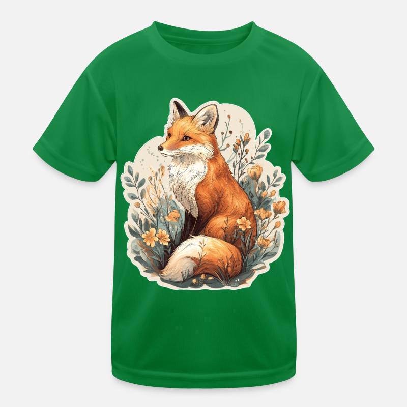 Renard avec des fleurs T-shirt sport Enfant