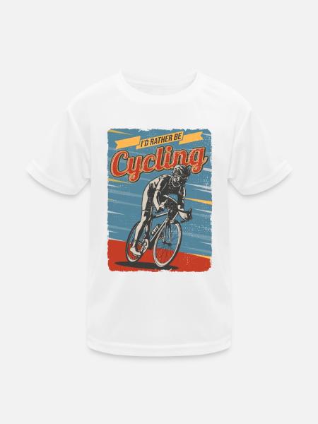 I'd rather be Cycling - Kids Functional T-Shirt - white - Front