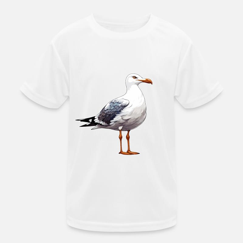 Möwe / Tier / Hafen / Vogel / Meer / Wasser - Kinder Funktions-T-Shirt - Weiß