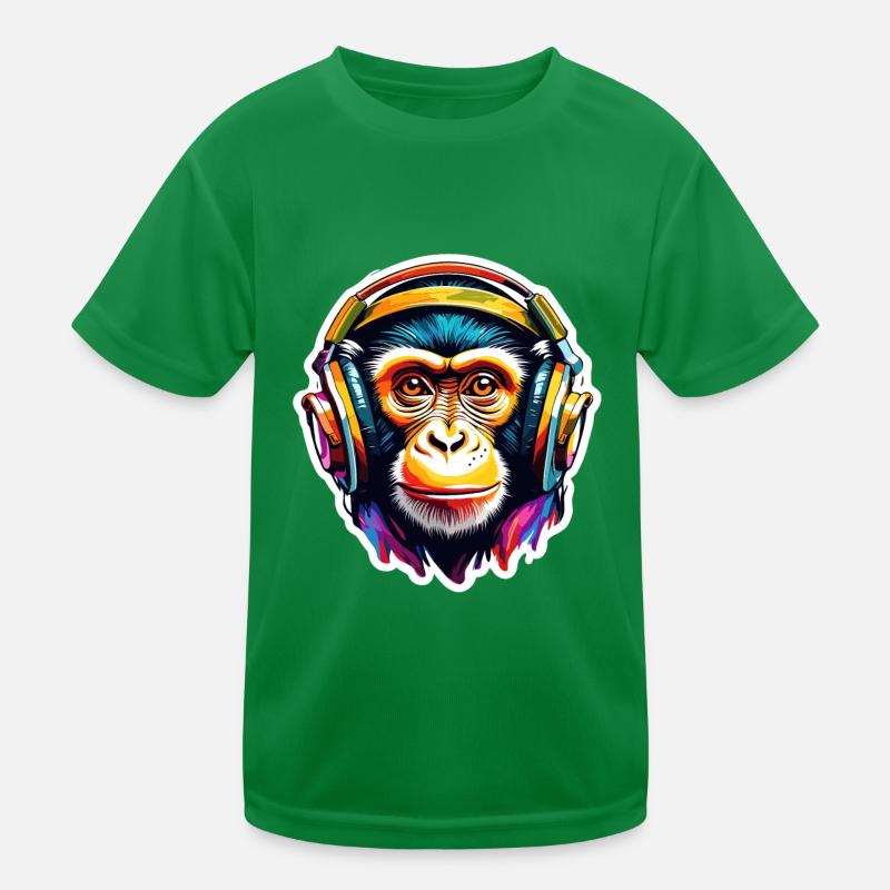 Kopfhörer / Audio / Musik / Tier / Affe / cool Kinder Funktions-T-Shirt