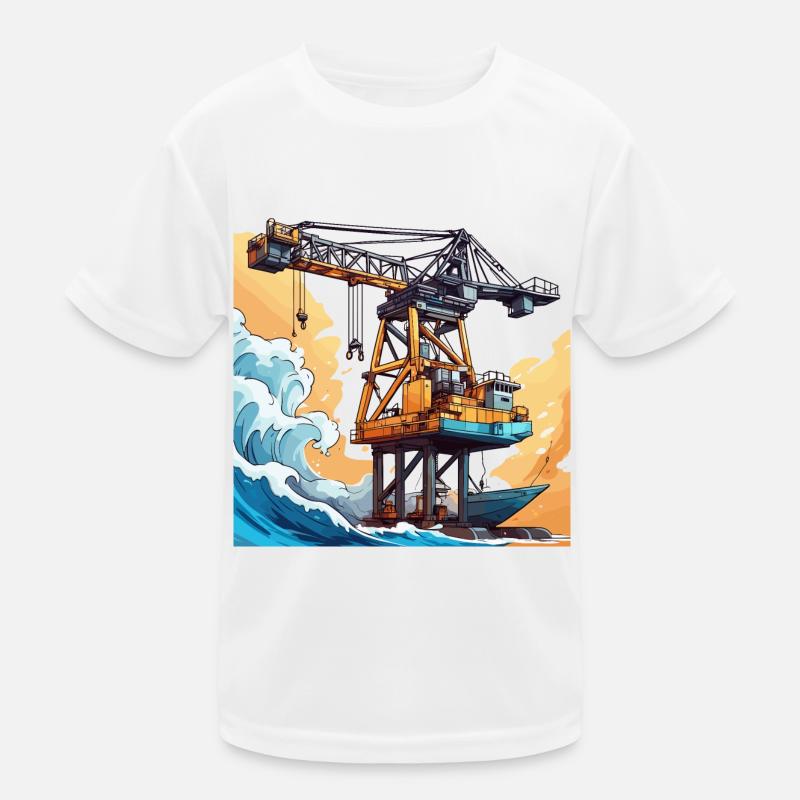 Crane / construction site / winch / crane system Kids Functional T-Shirt