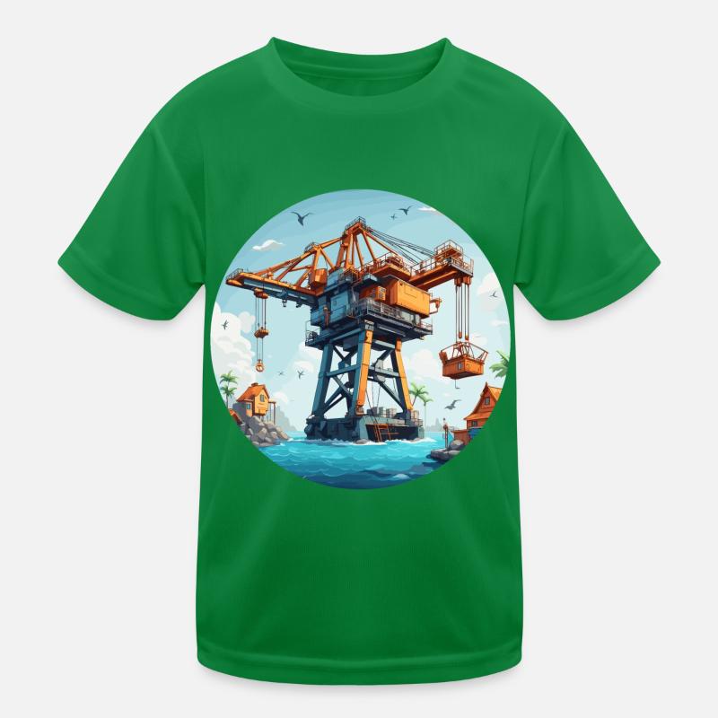 Kran / Baustelle / Seilwinde / Kransystem Kinder Funktions-T-Shirt
