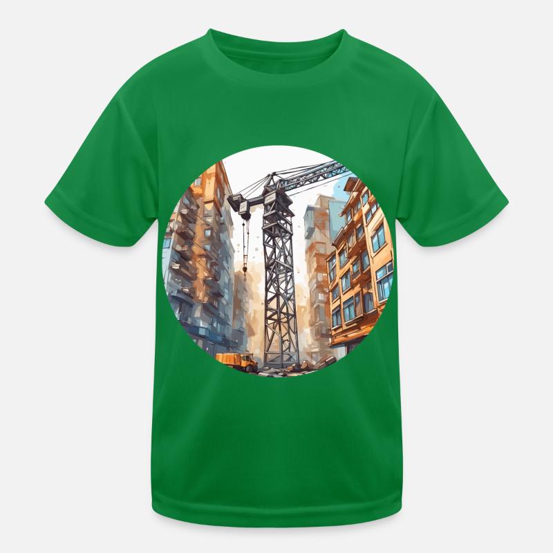 Crane / construction site / winch / crane system Kids Functional T-Shirt