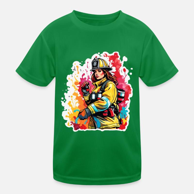 Firefighter / Fire / Fire / Extinguish / Heroine Kids Functional T-Shirt