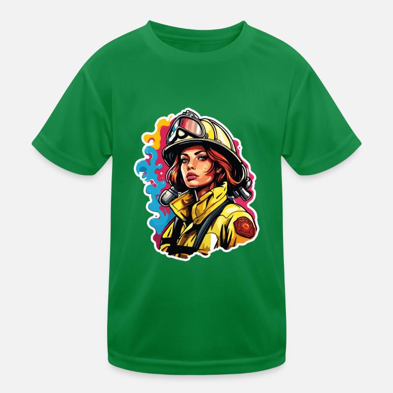 Firefighter / Fire / Fire / Extinguish / Heroine Kids Functional T-Shirt