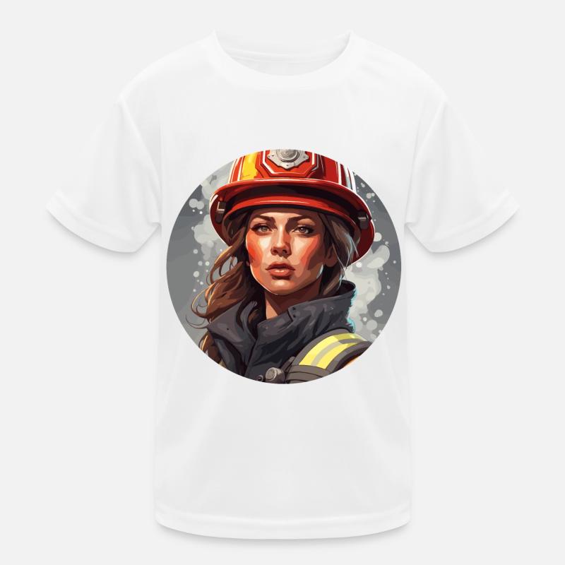 Firefighter / Fire / Fire / Extinguish / Heroine Kids Functional T-Shirt
