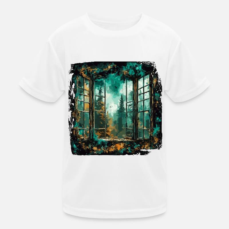 Window in the Forest / Trees / View / Wilderness Kids Functional T-Shirt
