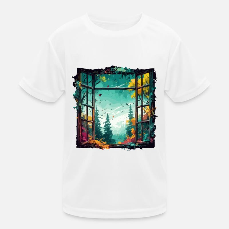 Window in the Forest / Trees / View / Wilderness Kids Functional T-Shirt