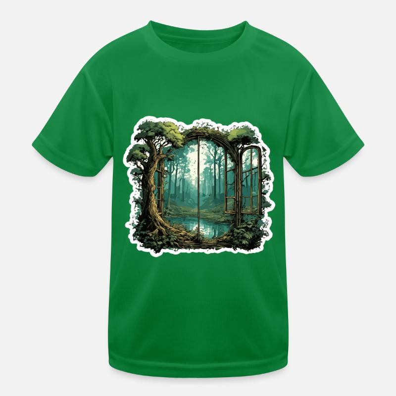 Window in the Forest / Trees / View / Wilderness Kids Functional T-Shirt