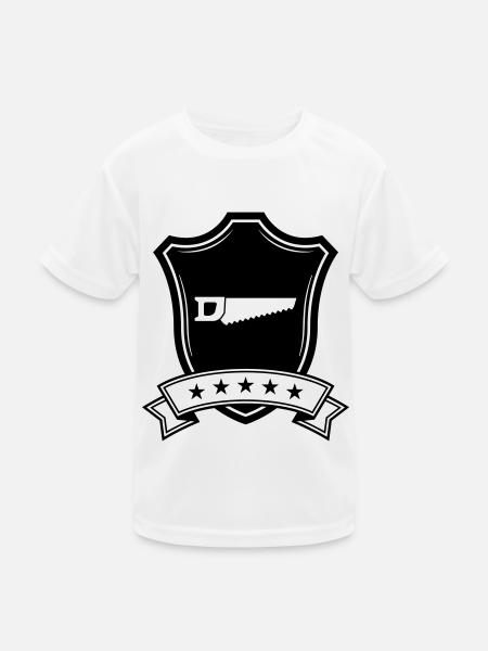 Saw icon coat of arms - Kids Functional T-Shirt - white - Front