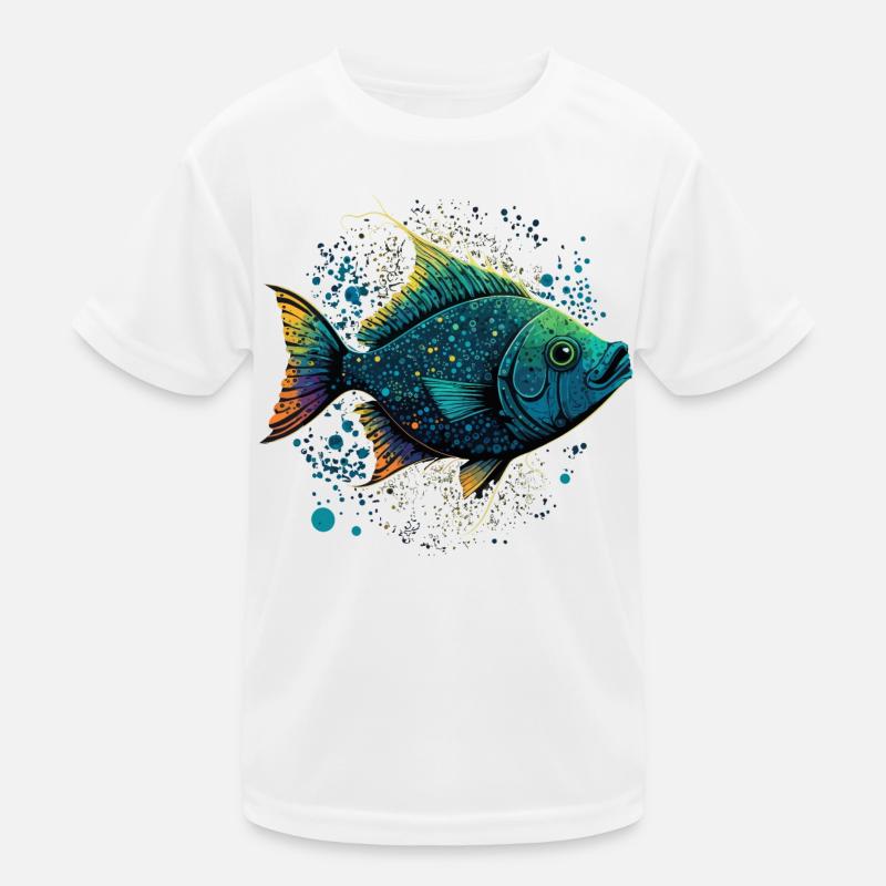 Fisch mit offenem Maul Kinder Funktions-T-Shirt
