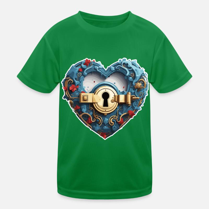 Shoulder Lock / Key / Heart Lock / Motif Kids Functional T-Shirt