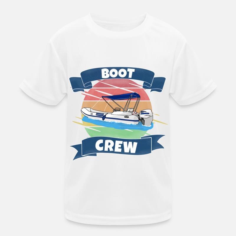 Boot crew Schlauchboot Motorboot - Kinder Funktions-T-Shirt - Weiß