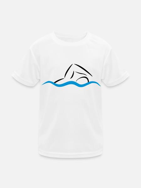 Kraulschwimmen - Kinder Funktions-T-Shirt - Weiß
