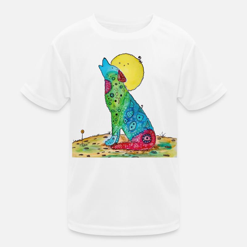 Heulender Wolf Illustration Kinder Funktions-T-Shirt