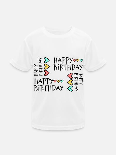 ANNIVERSARY. HAPPY BIRTHDAY. HAPPY BIRTHDAY. - Kids Functional T-Shirt - white - Front