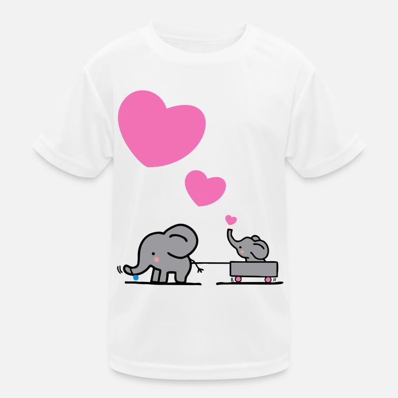 Großer Elefant zieht kleinen Elefanten mit Herz Kinder Funktions-T-Shirt