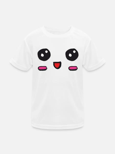 kawaii face with an open smile - Kids Functional T-Shirt - white - Front