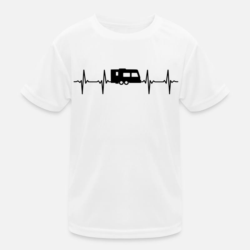 Caravan Heartbeat Camping Camping Caravan Kids Functional T-Shirt