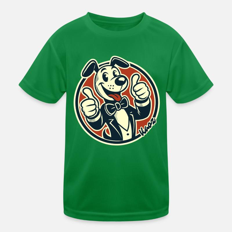 Funny Retro Dog Thumbs Up Kids Functional T-Shirt