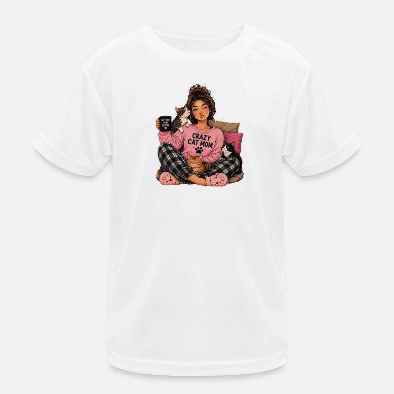Crazy Cat Mom Kuscheldesign Kinder Funktions-T-Shirt
