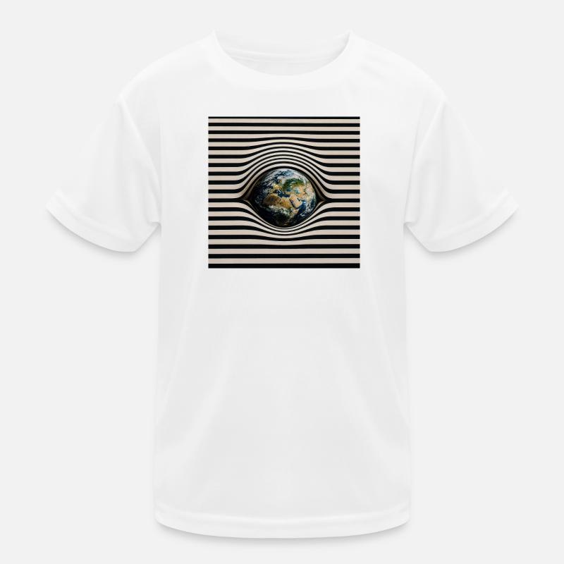 Earth in Optical Wave Pattern Kids Functional T-Shirt