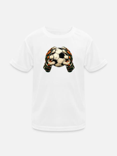 Torwart Geschenk - Fußball und Handschuhe - Kinder Funktions-T-Shirt - Weiß - Vorne