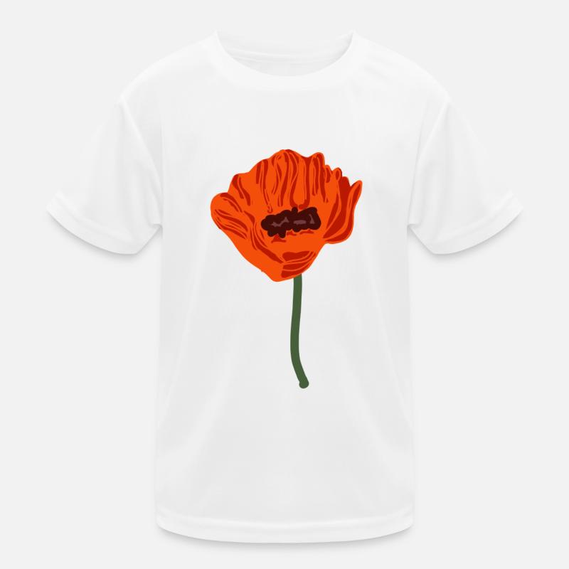 roter blühender Mohn Kinder Funktions-T-Shirt