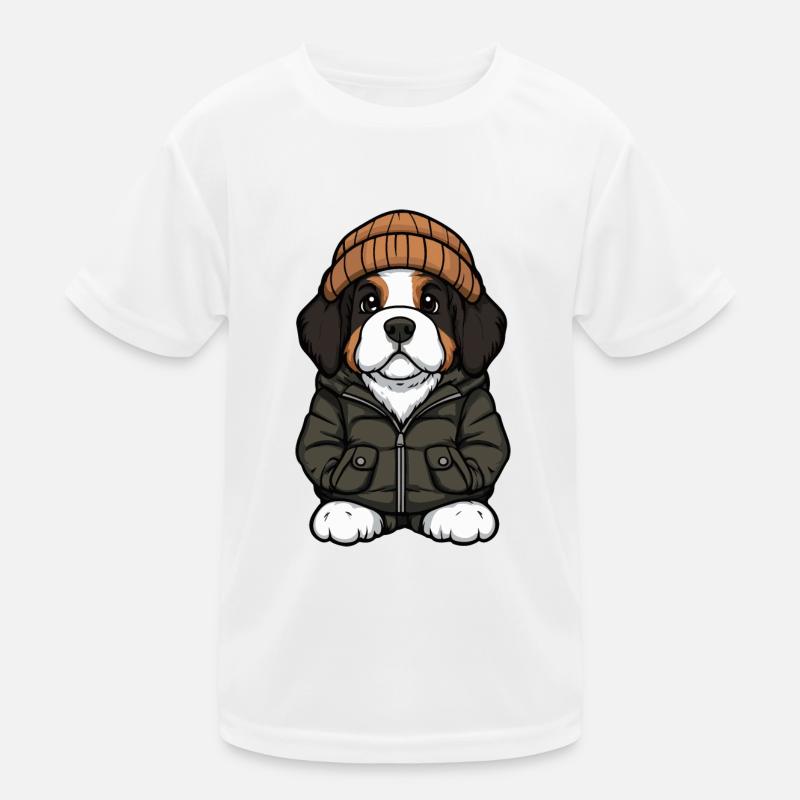 Saint Bernard Hund Winter Kinder Funktions-T-Shirt